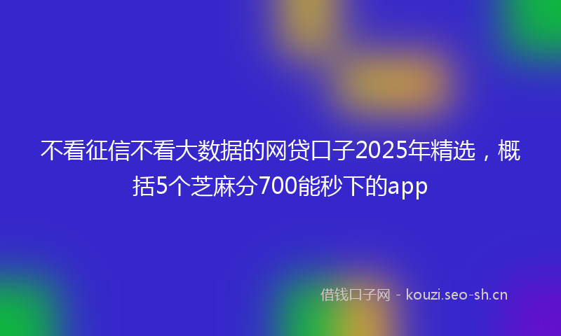 不看征信不看大数据的网贷口子2025年精选,概括5个芝麻分700能秒下的app