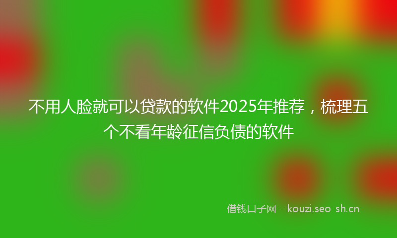 不用人脸就可以贷款的软件2025年推荐，梳理五个不看年龄征信负债的软件