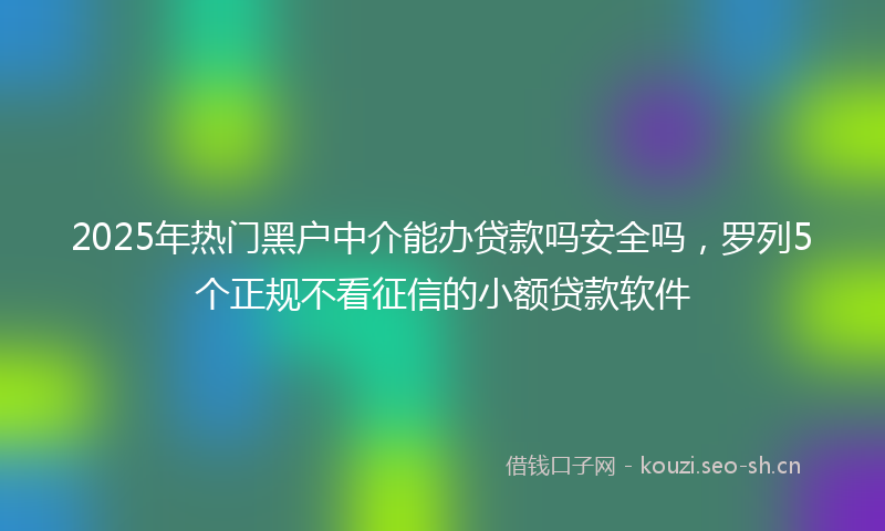 2025年热门黑户中介能办贷款吗安全吗，罗列5个正规不看征信的小额贷款软件