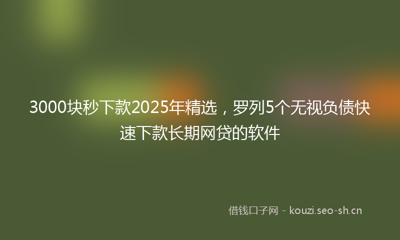 3000块秒下款2025年精选,罗列5个无视负债快速下款长期网贷的软件