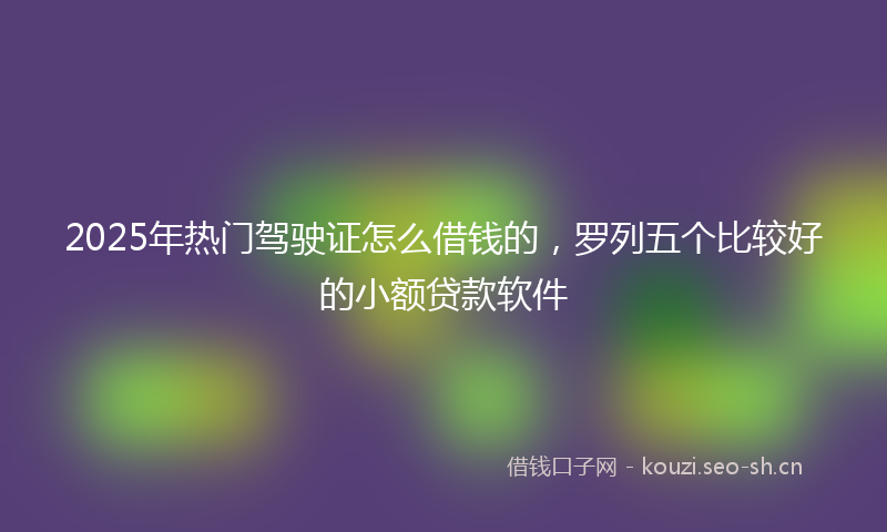 2025年热门驾驶证怎么借钱的，罗列五个比较好的小额贷款软件
