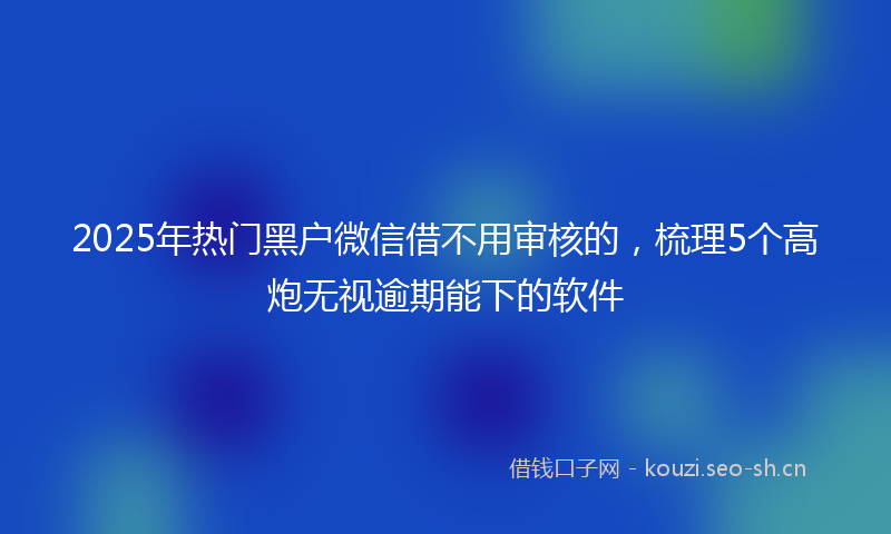 2025年热门黑户微信借不用审核的,梳理5个高炮无视逾期能下的软件