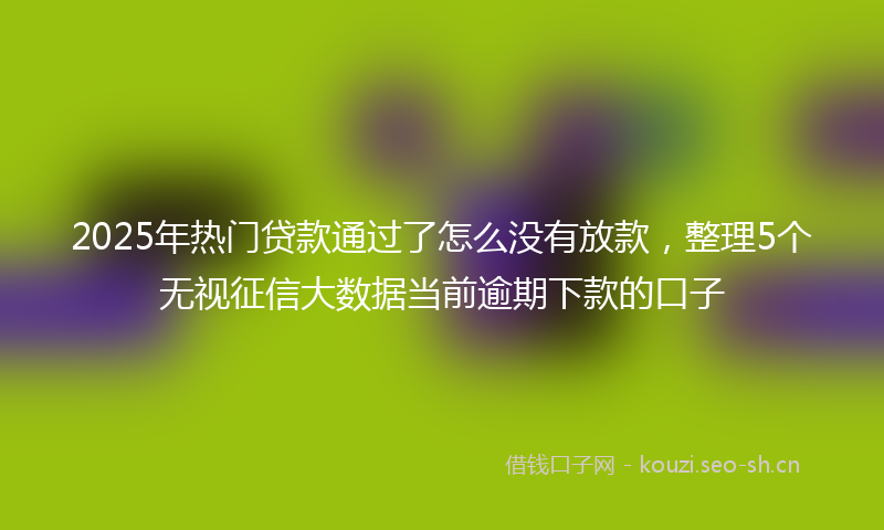 2025年热门贷款通过了怎么没有放款，整理5个无视征信大数据当前逾期下款的口子