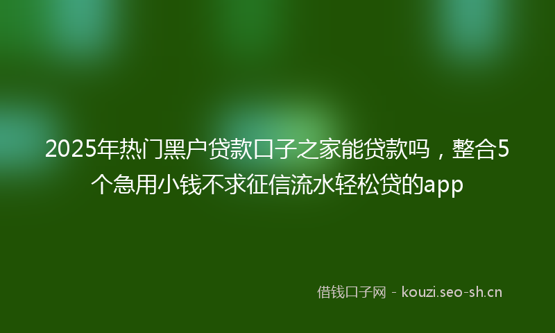 2025年热门黑户贷款口子之家能贷款吗,整合5个急用小钱不求征信流水轻松贷的app