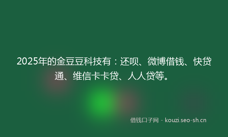 2025年的金豆豆科技有：还呗、微博借钱、快贷通、维信卡卡贷、人人贷等。