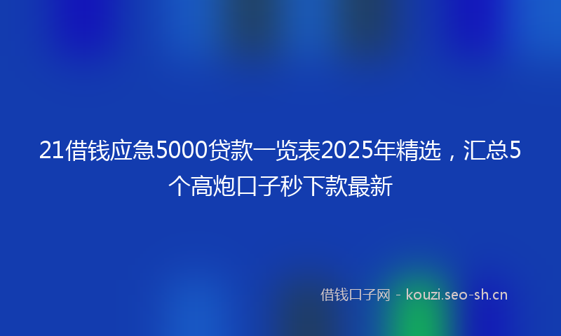 21借钱应急5000贷款一览表2025年精选，汇总5个高炮口子秒下款最新