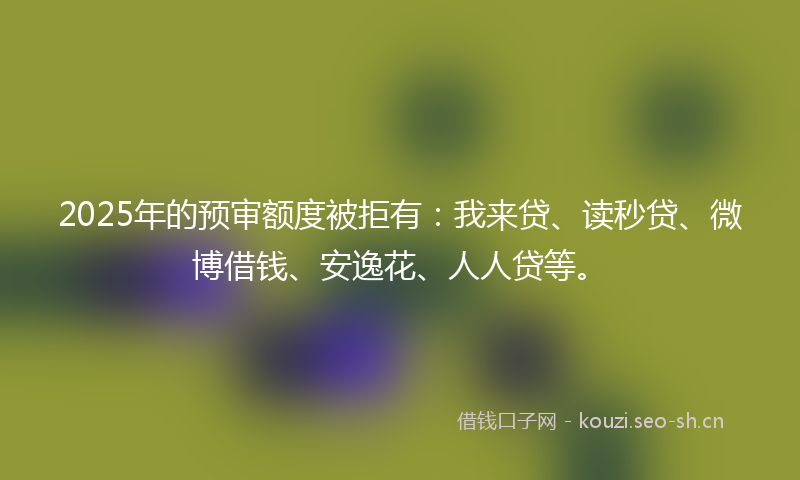 2025年的预审额度被拒有：我来贷、读秒贷、微博借钱、安逸花、人人贷等。