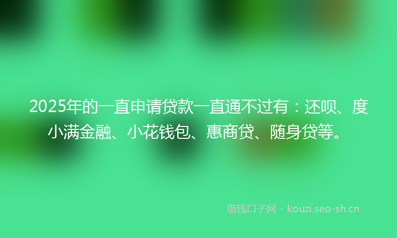 2025年的一直申请贷款一直通不过有:还呗、度小满金融、小花钱包、惠商贷、随身贷等。