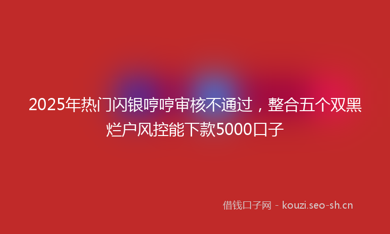 2025年热门闪银哼哼审核不通过，整合五个双黑烂户风控能下款5000口子