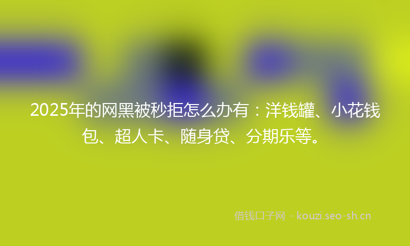 2025年的网黑被秒拒怎么办有:洋钱罐、小花钱包、超人卡、随身贷、分期乐等。