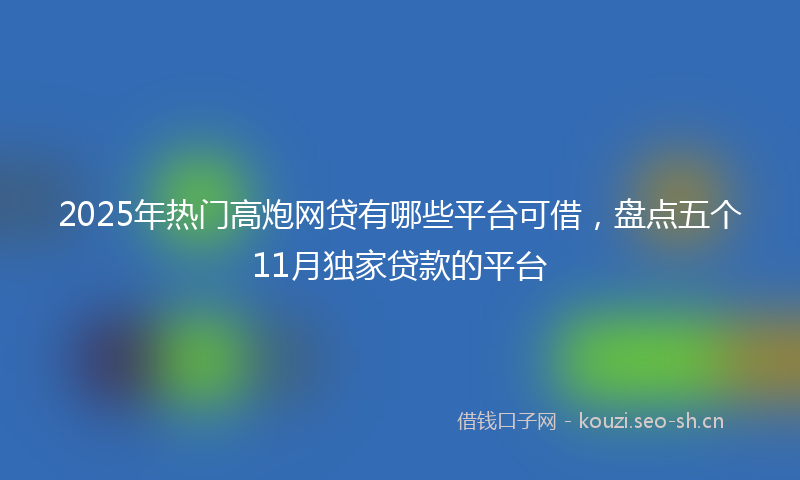 2025年热门高炮网贷有哪些平台可借，盘点五个11月独家贷款的平台