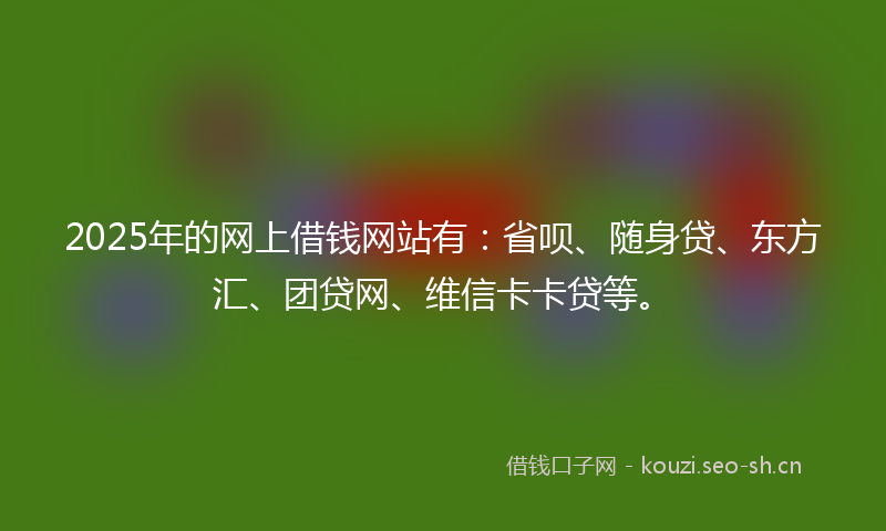 2025年的网上借钱网站有：省呗、随身贷、东方汇、团贷网、维信卡卡贷等。