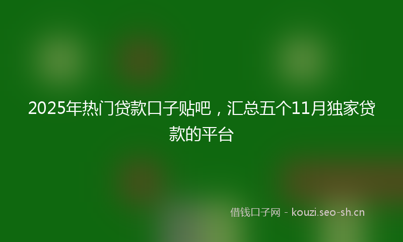 2025年热门贷款口子贴吧，汇总五个11月独家贷款的平台