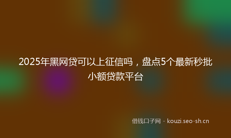 2025年黑网贷可以上征信吗,盘点5个最新秒批小额贷款平台