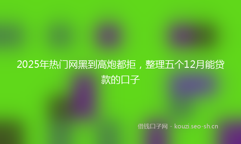 2025年热门网黑到高炮都拒，整理五个12月能贷款的口子