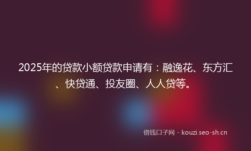 2025年的贷款小额贷款申请有：融逸花、东方汇、快贷通、投友圈、人人贷等。