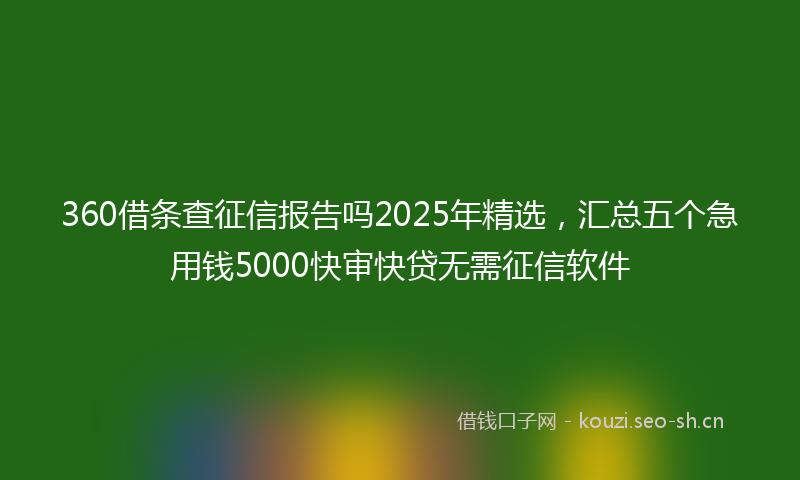 360借条查征信报告吗2025年精选,汇总五个急用钱5000快审快贷无需征信软件