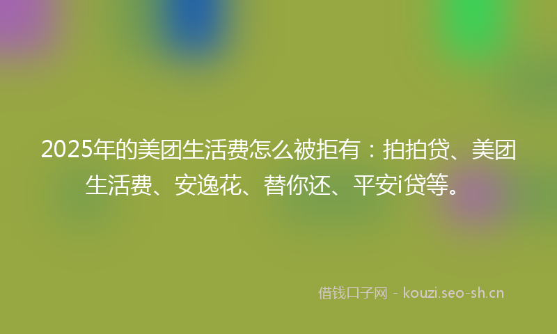 2025年的美团生活费怎么被拒有：拍拍贷、美团生活费、安逸花、替你还、平安i贷等。