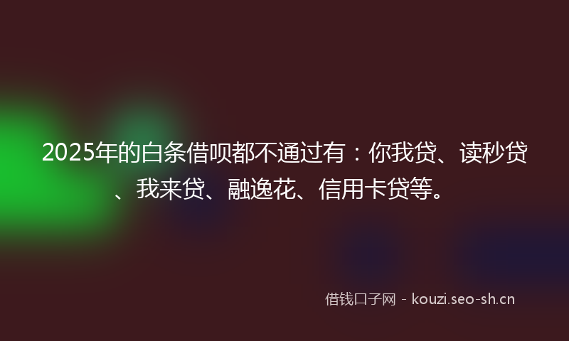 2025年的白条借呗都不通过有:你我贷、读秒贷、我来贷、融逸花、信用卡贷等。