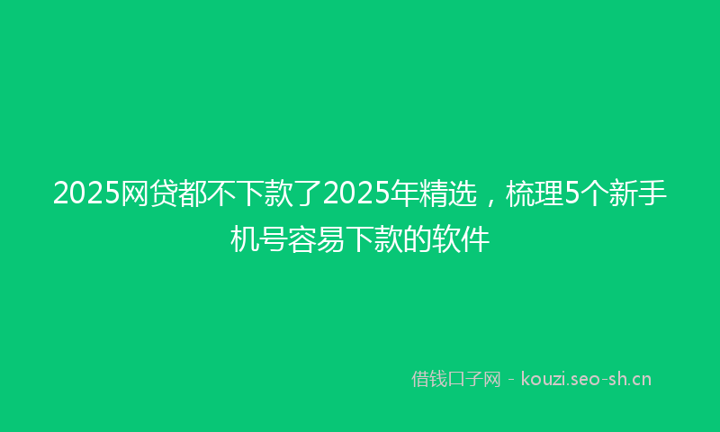 2025网贷都不下款了2025年精选，梳理5个新手机号容易下款的软件