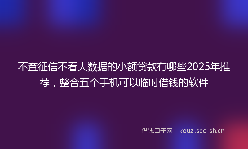 不查征信不看大数据的小额贷款有哪些2025年推荐，整合五个手机可以临时借钱的软件
