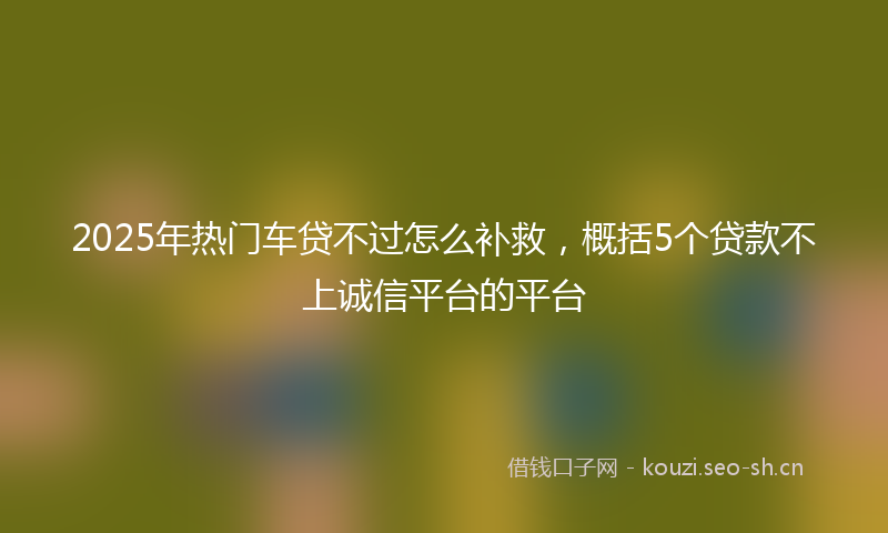 2025年热门车贷不过怎么补救,概括5个贷款不上诚信平台的平台