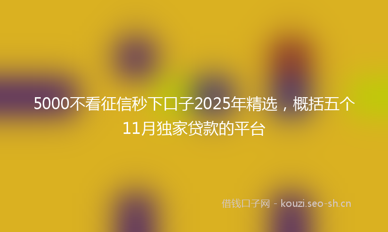 5000不看征信秒下口子2025年精选,概括五个11月独家贷款的平台