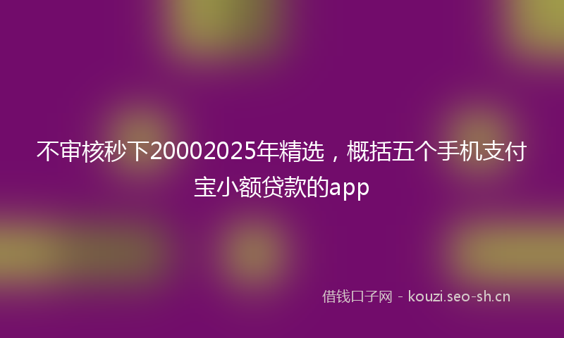 不审核秒下20002025年精选，概括五个手机支付宝小额贷款的app