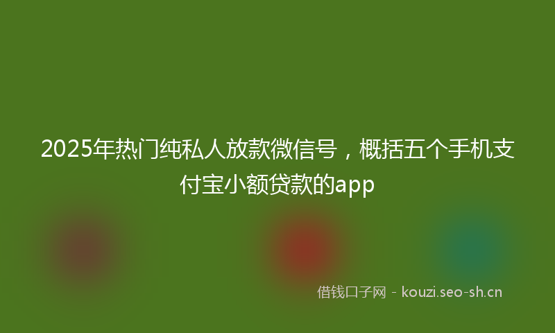 2025年热门纯私人放款微信号，概括五个手机支付宝小额贷款的app
