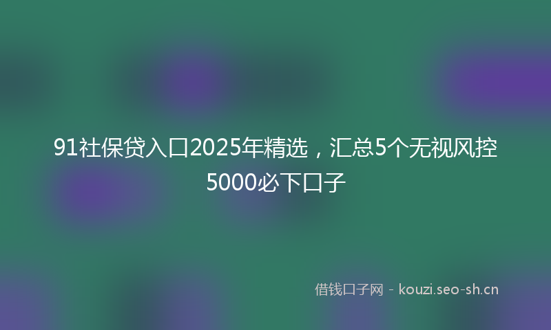 91社保贷入口2025年精选，汇总5个无视风控5000必下口子