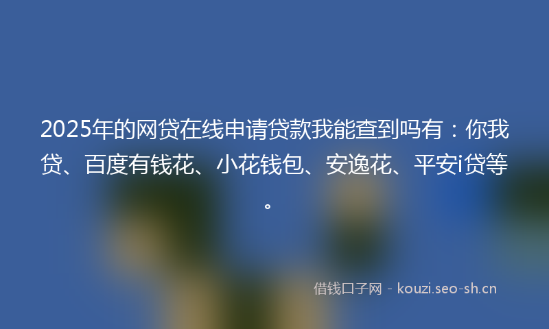 2025年的网贷在线申请贷款我能查到吗有：你我贷、百度有钱花、小花钱包、安逸花、平安i贷等。