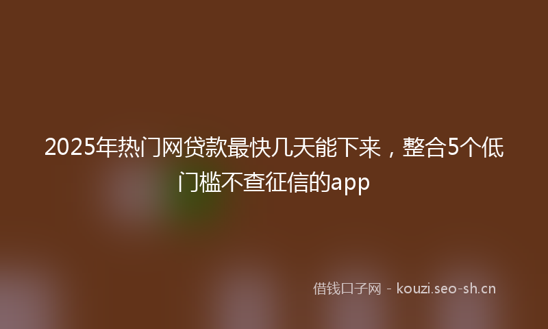 2025年热门网贷款最快几天能下来，整合5个低门槛不查征信的app