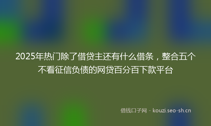 2025年热门除了借贷主还有什么借条，整合五个不看征信负债的网贷百分百下款平台