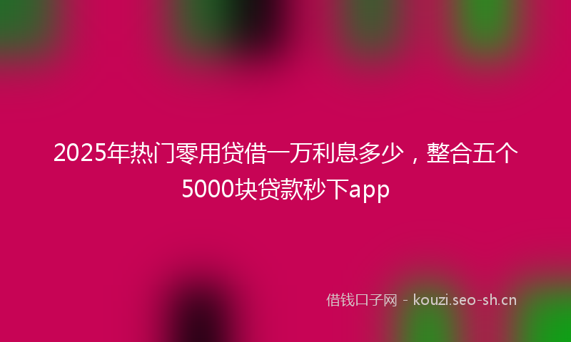 2025年热门零用贷借一万利息多少，整合五个5000块贷款秒下app
