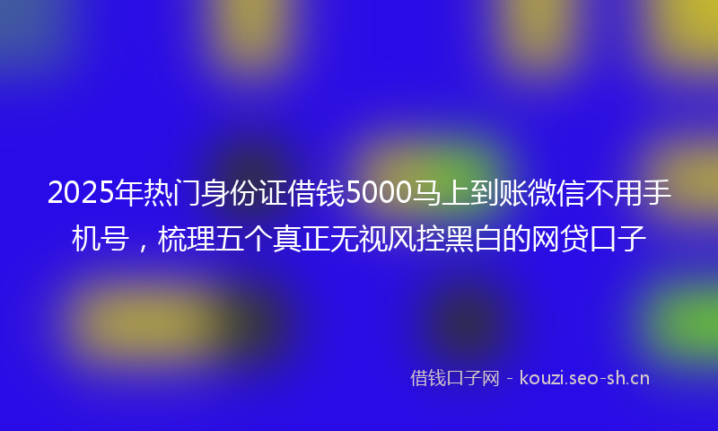 2025年热门身份证借钱5000马上到账微信不用手机号，梳理五个真正无视风控黑白的网贷口子