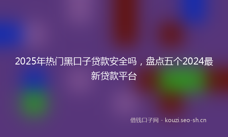 2025年热门黑口子贷款安全吗，盘点五个2024最新贷款平台