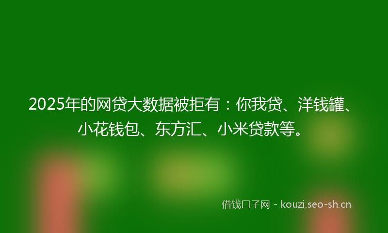 2025年的网贷大数据被拒有：你我贷、洋钱罐、小花钱包、东方汇、小米贷款等。