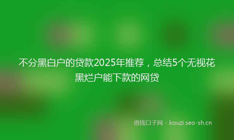 不分黑白户的贷款2025年推荐,总结5个无视花黑烂户能下款的网贷