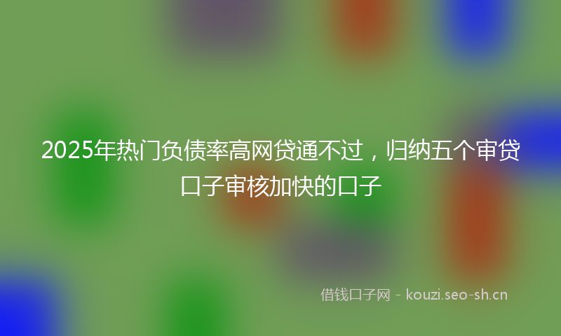 2025年热门负债率高网贷通不过，归纳五个审贷口子审核加快的口子