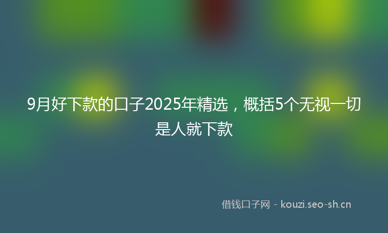 9月好下款的口子2025年精选，概括5个无视一切是人就下款