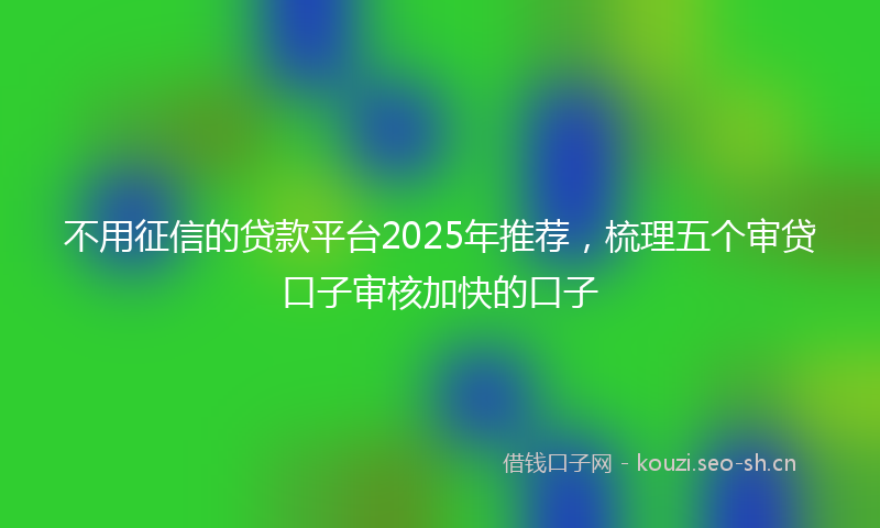 不用征信的贷款平台2025年推荐,梳理五个审贷口子审核加快的口子