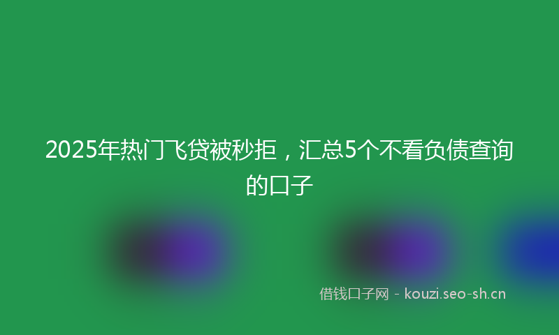 2025年热门飞贷被秒拒，汇总5个不看负债查询的口子