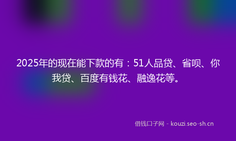 2025年的现在能下款的有：51人品贷、省呗、你我贷、百度有钱花、融逸花等。