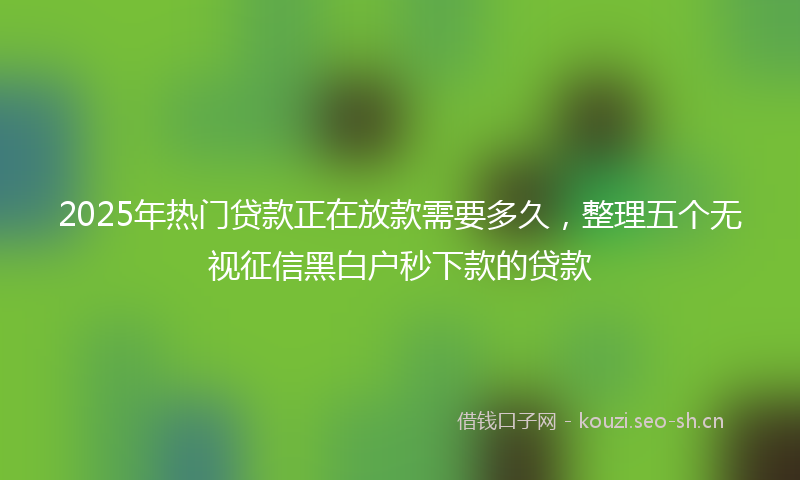 2025年热门贷款正在放款需要多久，整理五个无视征信黑白户秒下款的贷款