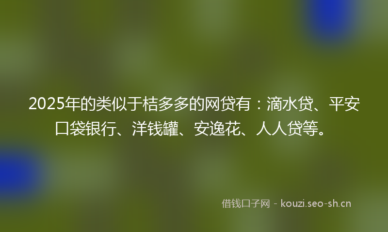 2025年的类似于桔多多的网贷有：滴水贷、平安口袋银行、洋钱罐、安逸花、人人贷等。