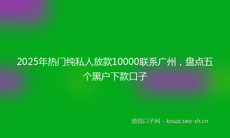 2025年热门纯私人放款10000联系广州，盘点五个黑户下款口子