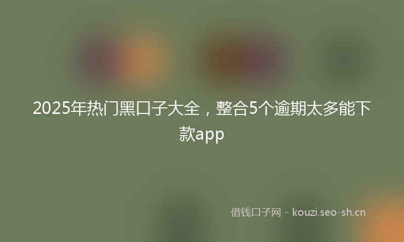 2025年热门黑口子大全,整合5个逾期太多能下款app
