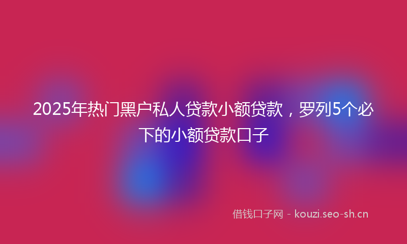 2025年热门黑户私人贷款小额贷款，罗列5个必下的小额贷款口子