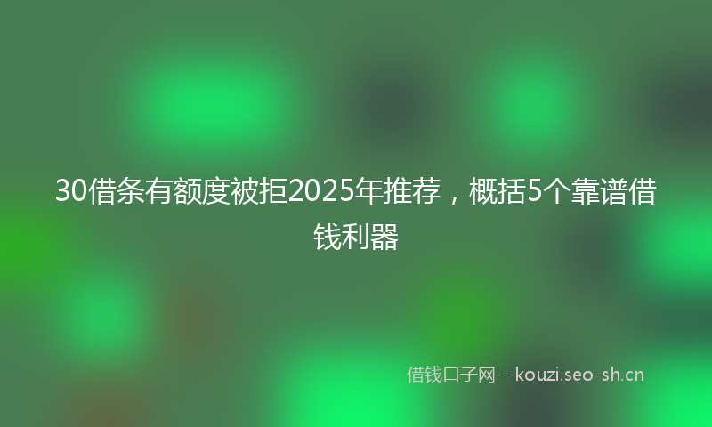 30借条有额度被拒2025年推荐，概括5个靠谱借钱利器