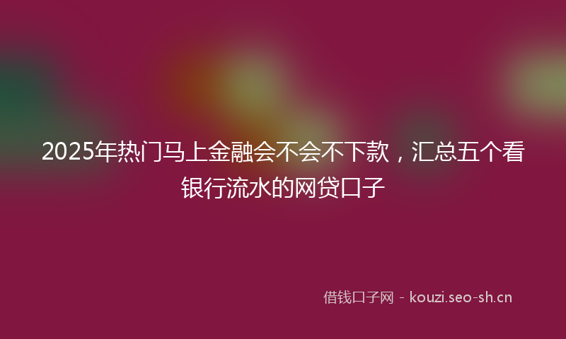 2025年热门马上金融会不会不下款，汇总五个看银行流水的网贷口子